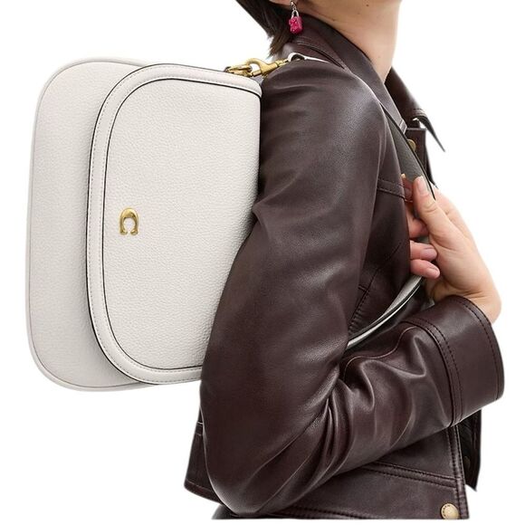 Coach Small Pebbled Leather Shoulder Bag with Gold Hardware - Picture 5 of 16